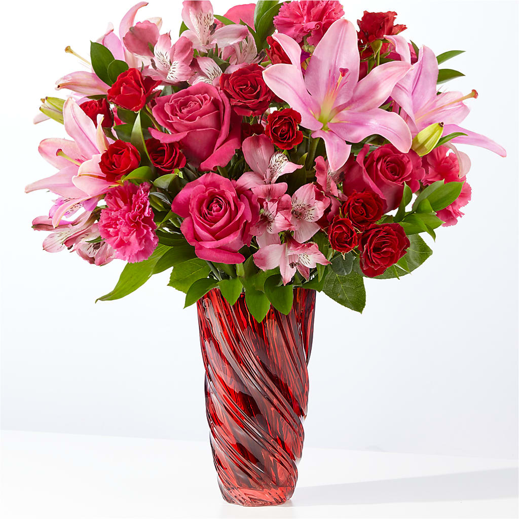 In Love Bouquet with Luxe Swirl Vase – CONNIE'S FLORAL ARRANGEMENTS, Virginia Beach VA