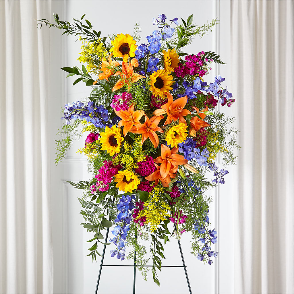 Sunlit Memories Standing Spray (Standard) – CONNIE'S FLORAL ARRANGEMENTS, Virginia Beach VA