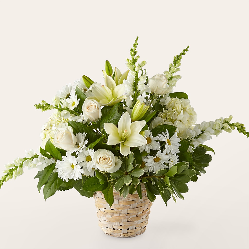 Ivory Elegance Floral Basket – CONNIE'S FLORAL ARRANGEMENTS, Virginia Beach VA