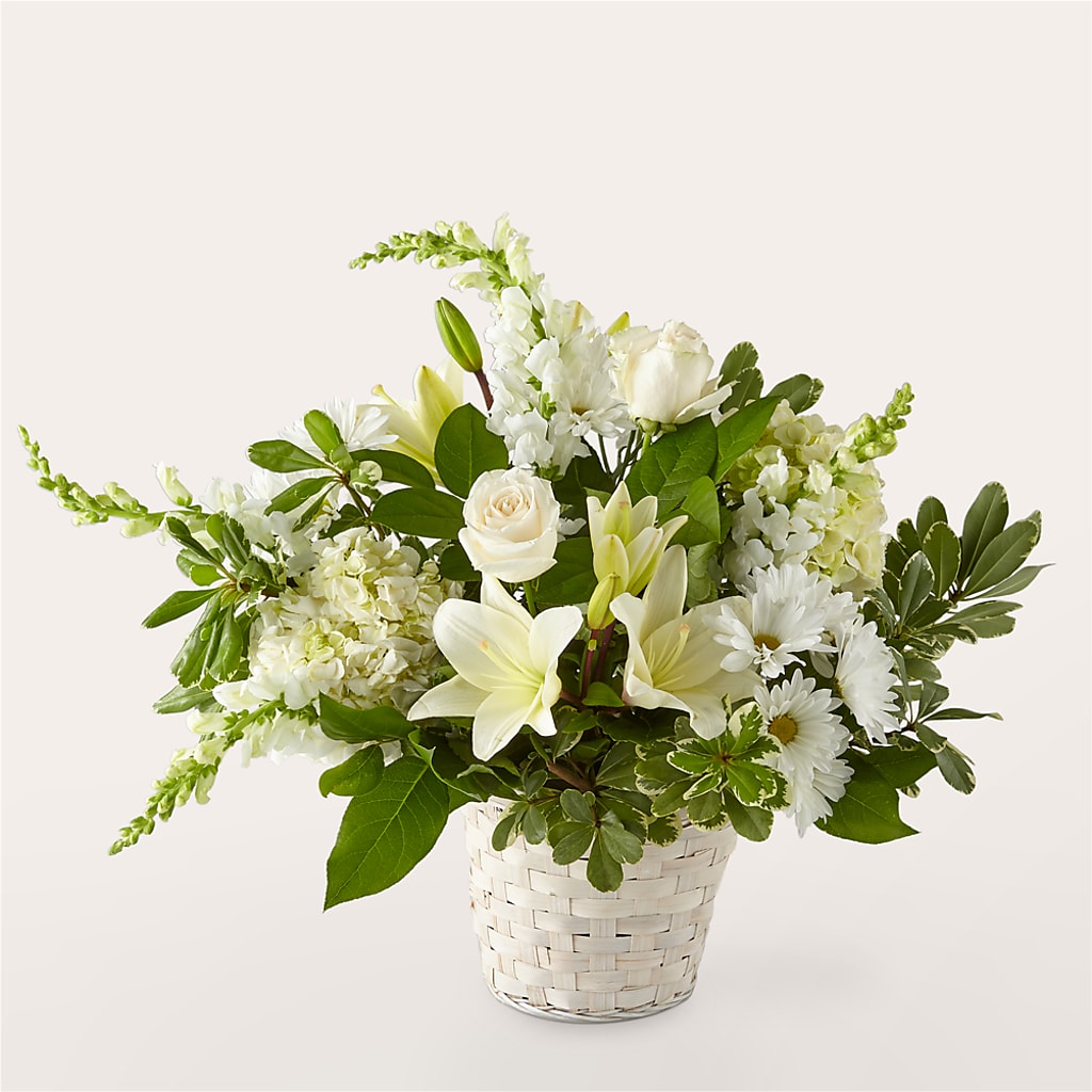 Ivory Elegance Floral Basket – CONNIE'S FLORAL ARRANGEMENTS, Virginia Beach VA