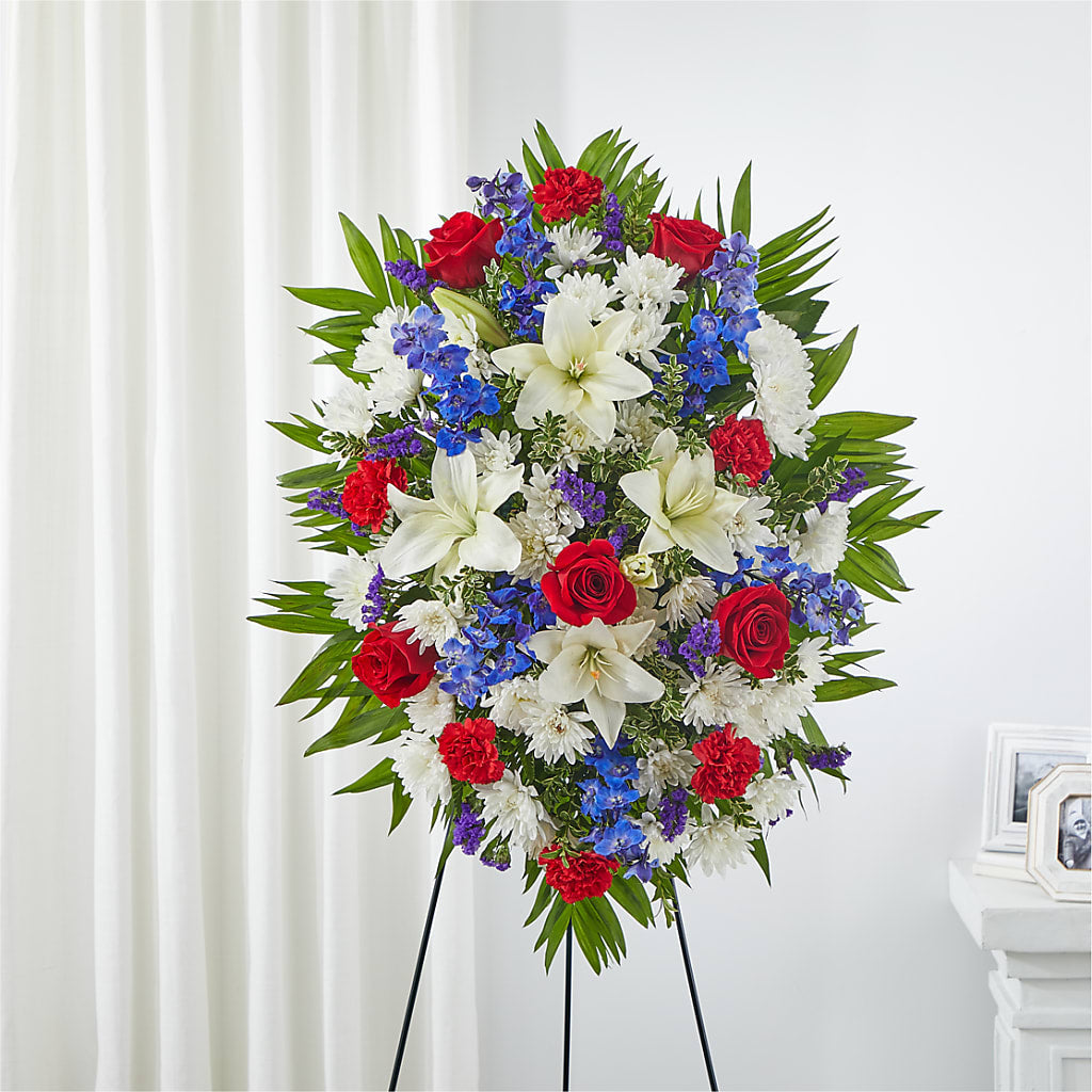 Cherished Service Standing Spray – CONNIE'S FLORAL ARRANGEMENTS, Virginia Beach VA