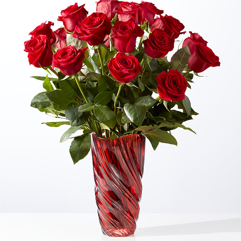 Classic Love Red Rose Bouquet with Luxe Swirl Vase – CONNIE'S FLORAL ARRANGEMENTS, Virginia Beach VA