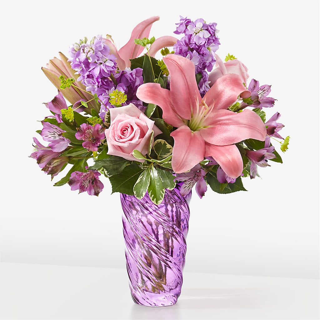 Precious Petals Bouquet with Luxe Swirl Vase – CONNIE'S FLORAL ARRANGEMENTS, Virginia Beach VA
