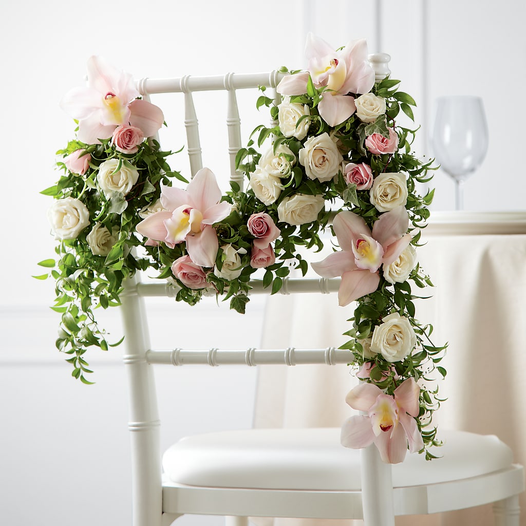 Orchid Rose Chair Décor – CONNIE'S FLORAL ARRANGEMENTS, Virginia Beach VA