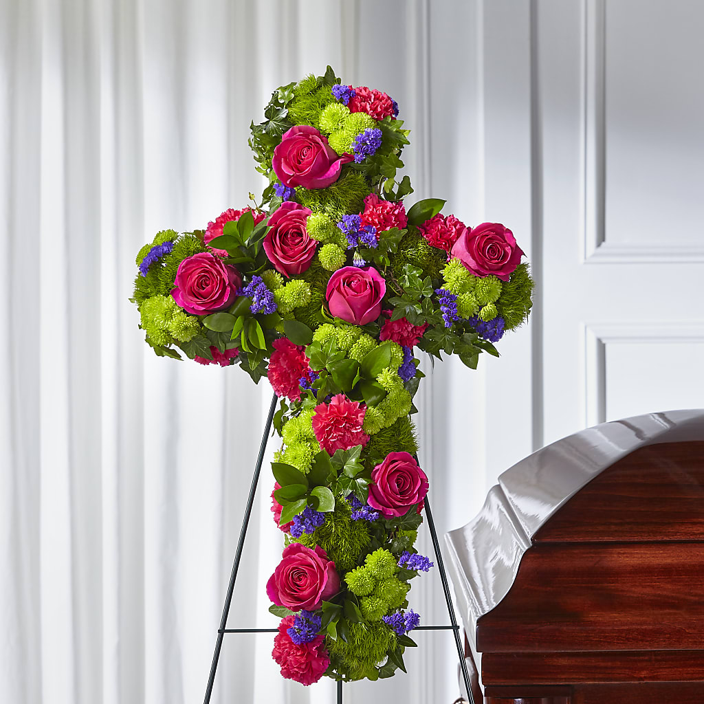 Tribute Rose Floral Cross – CONNIE'S FLORAL ARRANGEMENTS, Virginia Beach VA
