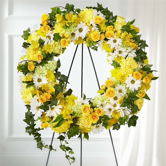 Golden Remembrance Wreath – CONNIE'S FLORAL ARRANGEMENTS, Virginia Beach VA