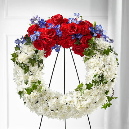 Patriotic Passion Wreath – CONNIE'S FLORAL ARRANGEMENTS, Virginia Beach VA