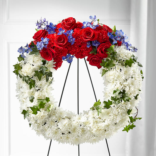 Patriotic Passion Wreath – CONNIE'S FLORAL ARRANGEMENTS, Virginia Beach VA