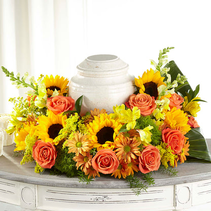 Faithful Sunflower Cremation Adornment – CONNIE'S FLORAL ARRANGEMENTS, Virginia Beach VA