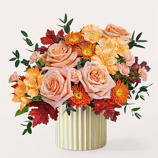 Spiced Latte Bouquet with Ivory Vase – CONNIE'S FLORAL ARRANGEMENTS, Virginia Beach VA